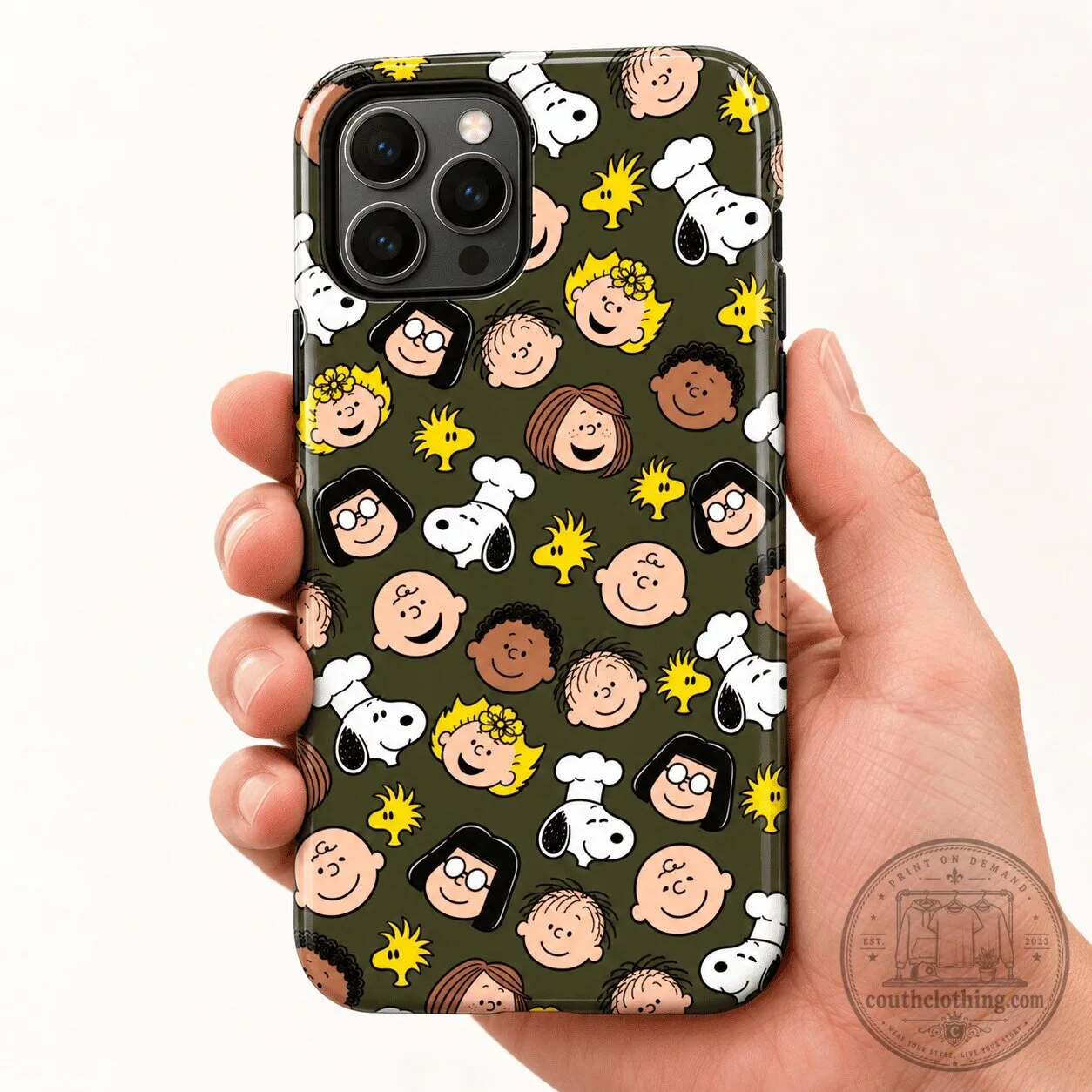 Snoopy and Friends Chef Olive Green Pattern iPhone Case