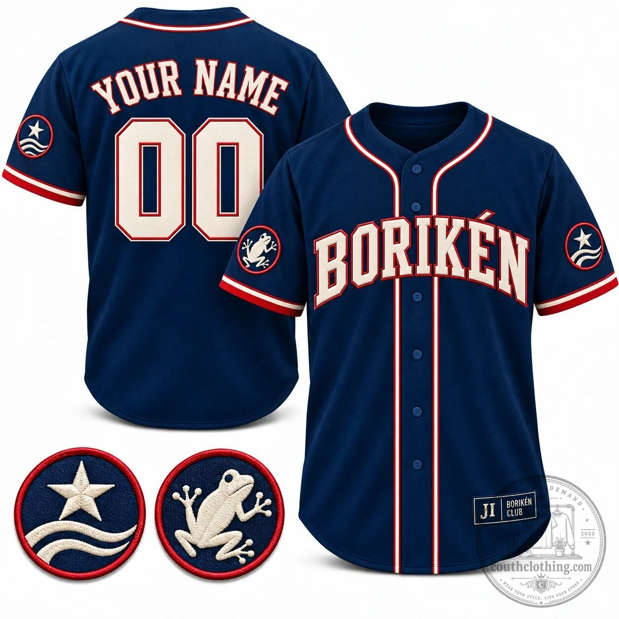 Boriken Club Custom Heritage Baseball Jersey with Personalized Name and Number