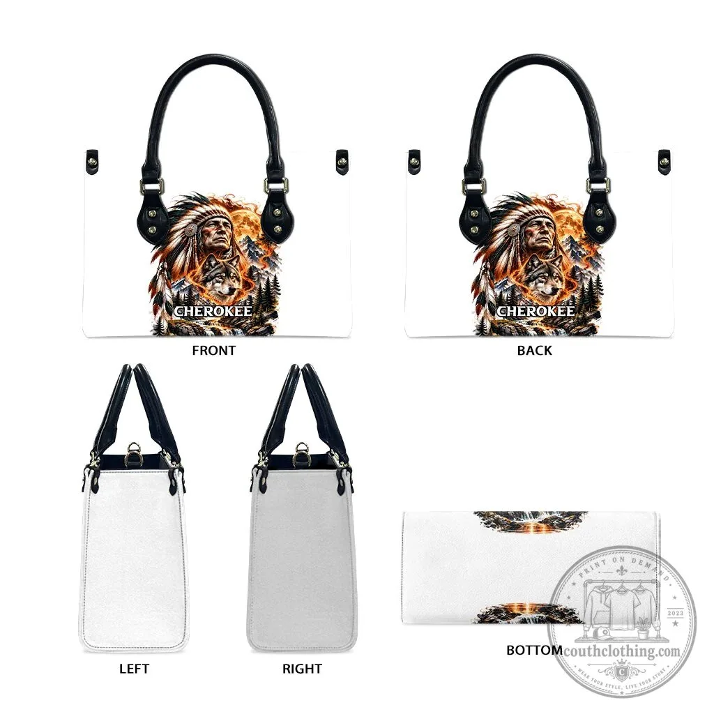 Cherokee Wolf And Native Chief Tribal Nature Landscape Fiery Moon Art Handbag 13 Cherokee Wolf And Native Chief Tribal Nature Landscape Fiery Moon Art Handbag