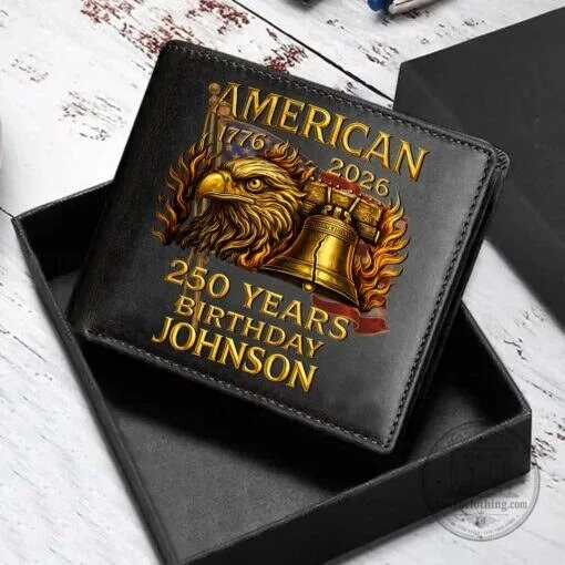 American 250th Anniversary Personalized Leather Wallet