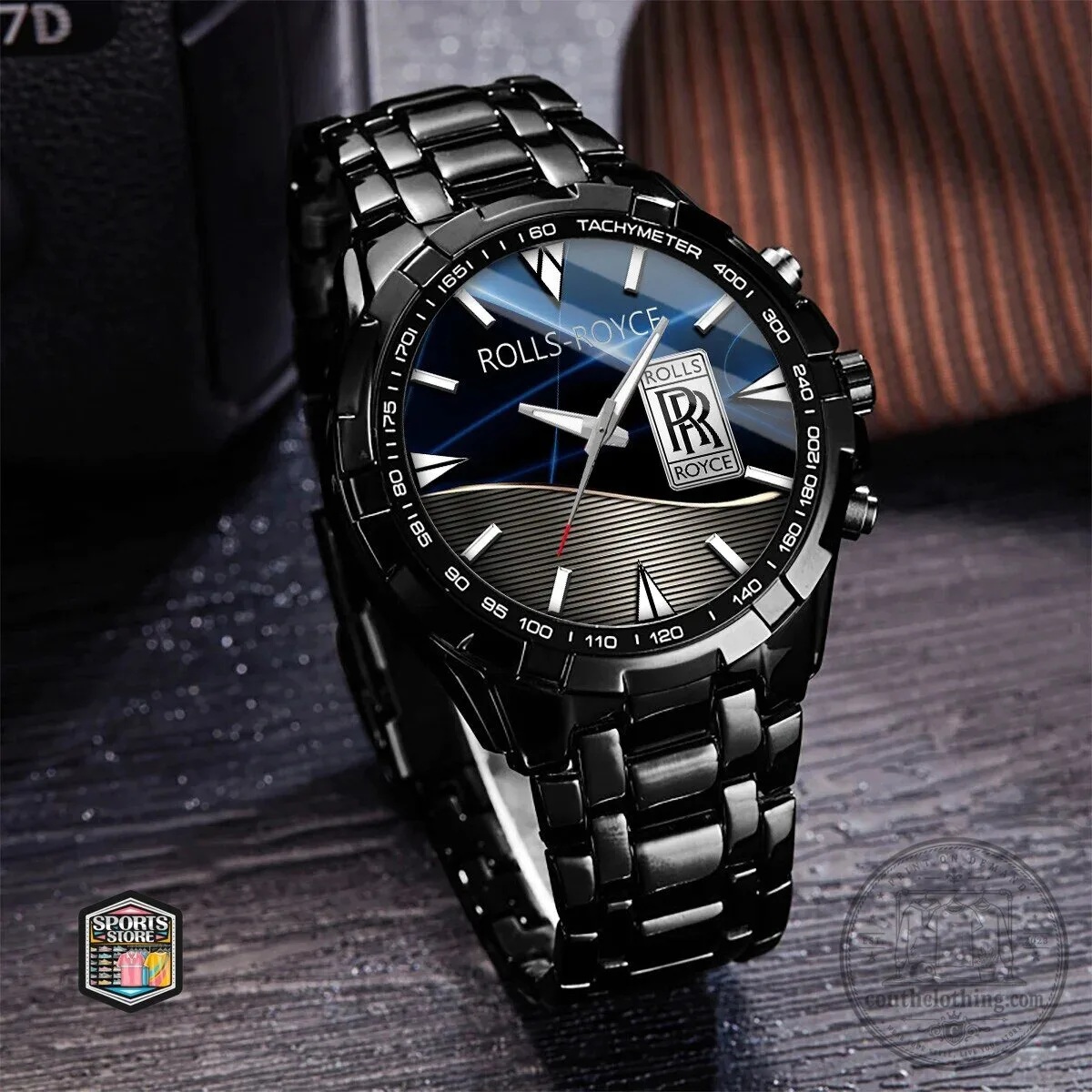 Rolls-Royce Luxury Black Stainless Steel Chronograph Watch for Men