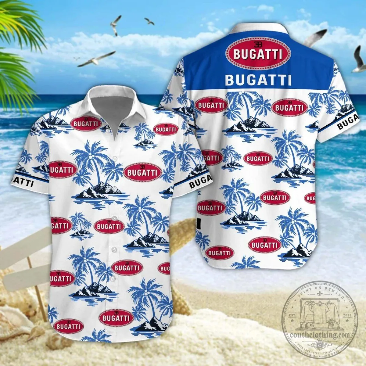 Bugatti Logo Palm Tree Summer Hawaiian Shirt