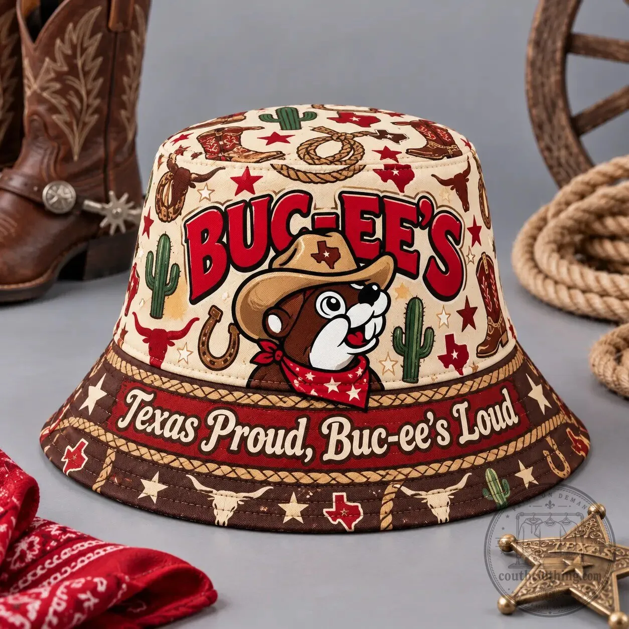 Buc-ee's Texas Proud Buc-ee's Loud Cowboy Printed Bucket Hat