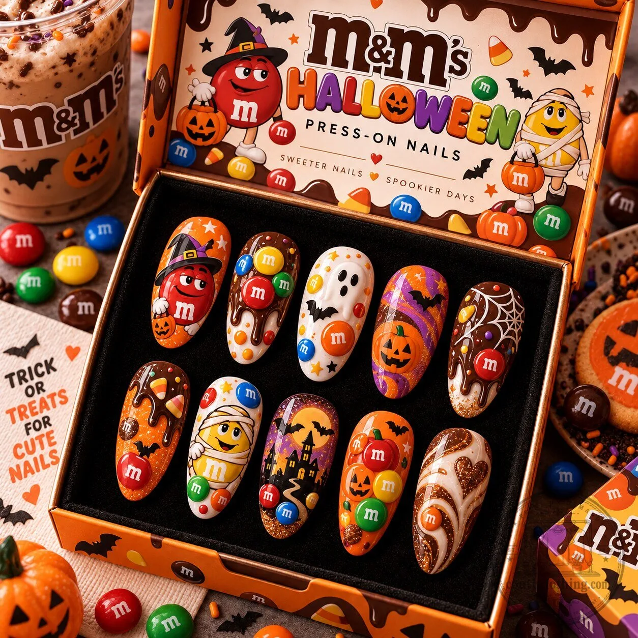 M&M's Halloween Candy Characters Spooky Sweet Press-On Nails Set
