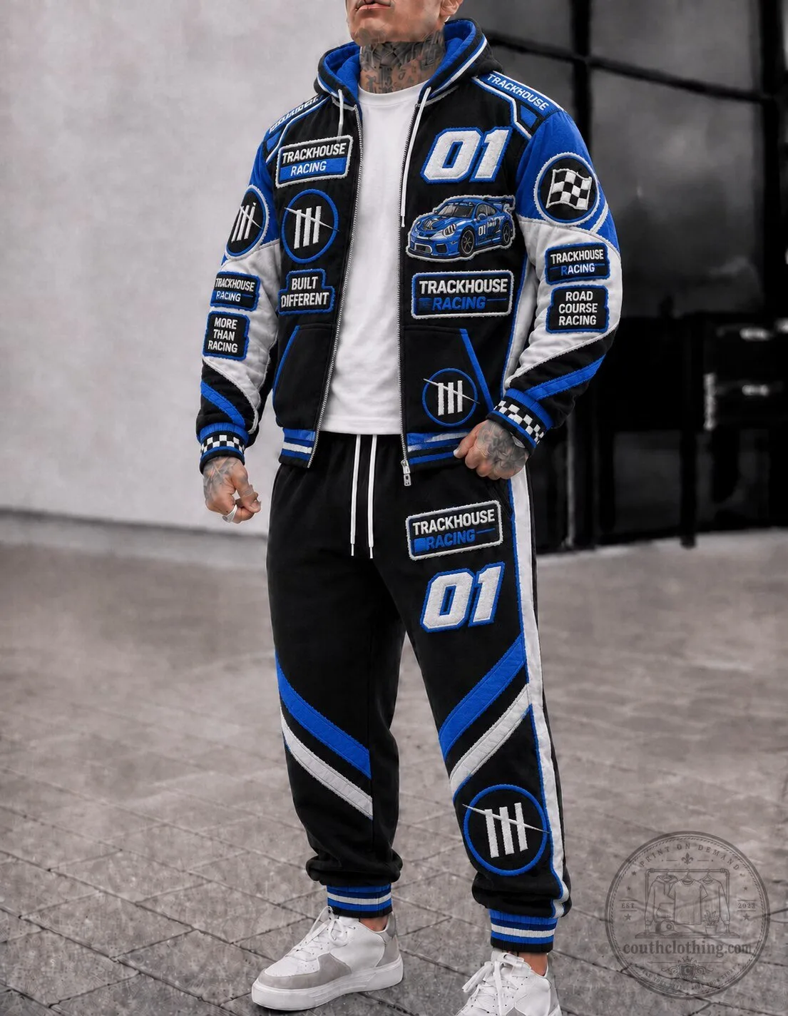 Trackhouse Racing Number 01 Built Different Patchwork Zip Up Hoodie