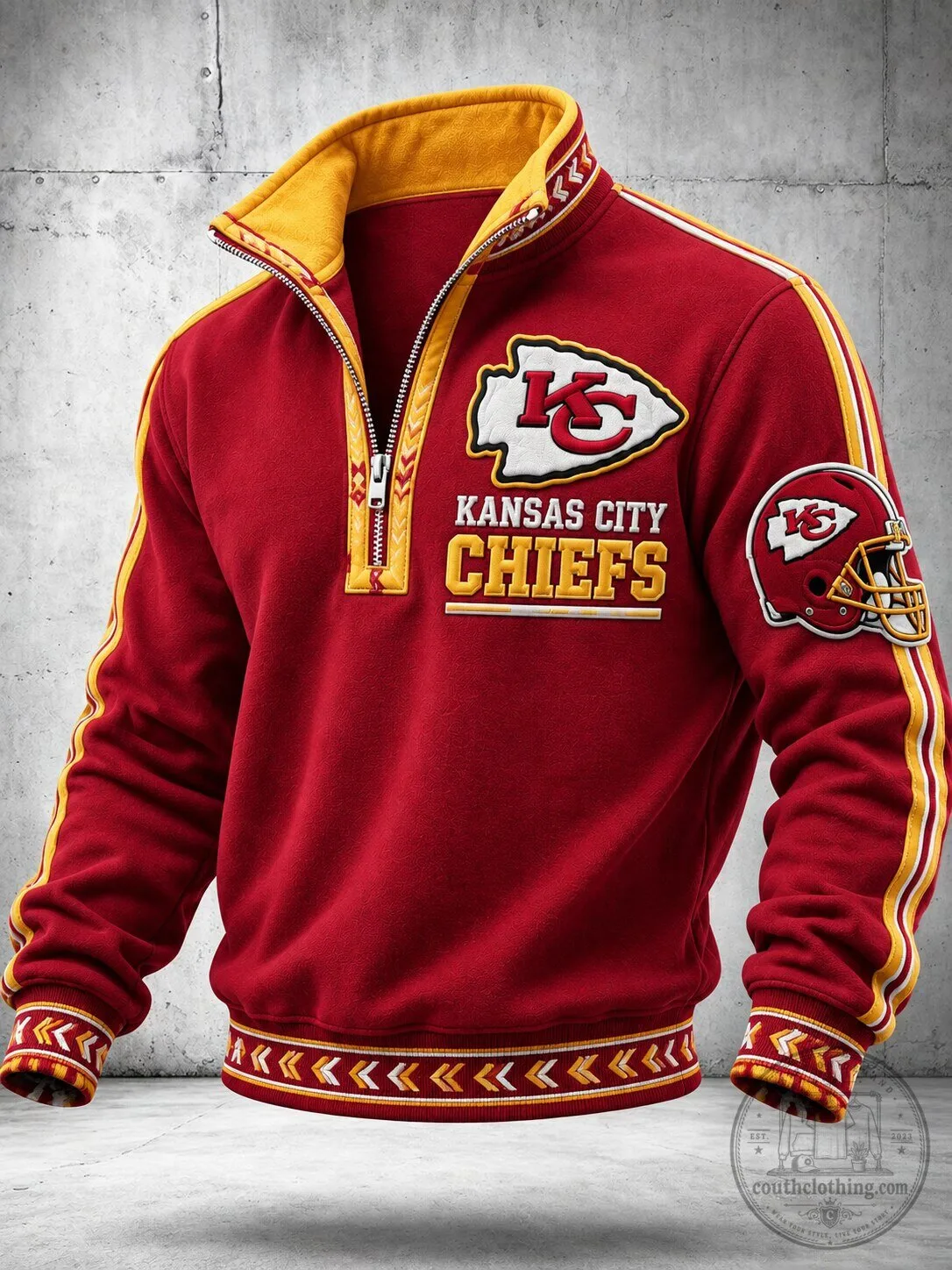 Kansas City Chiefs Red Quarter-Zip Pullover Sweatshirt for Men 3 Kansas City Chiefs Red Quarter-Zip Pullover Sweatshirt for Men