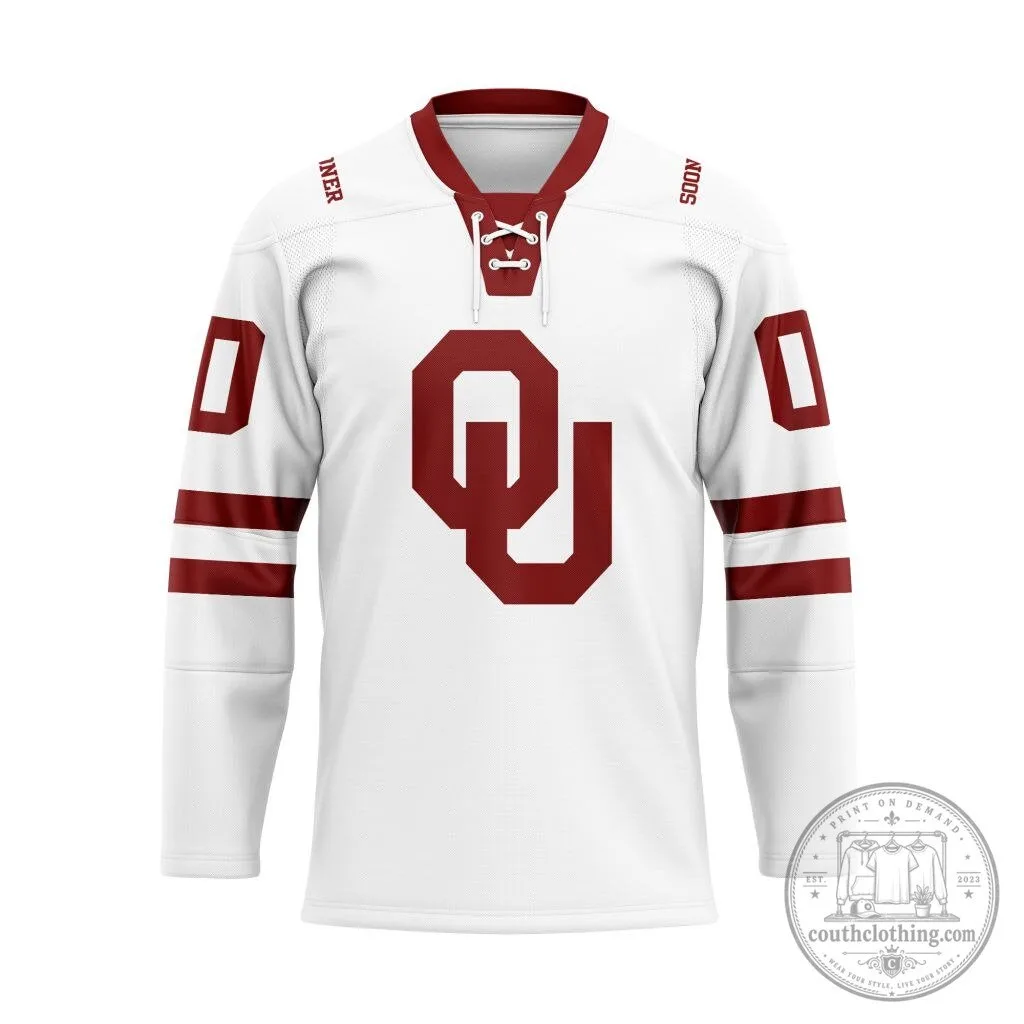 Oklahoma Sooners White Lace Hockey Jersey