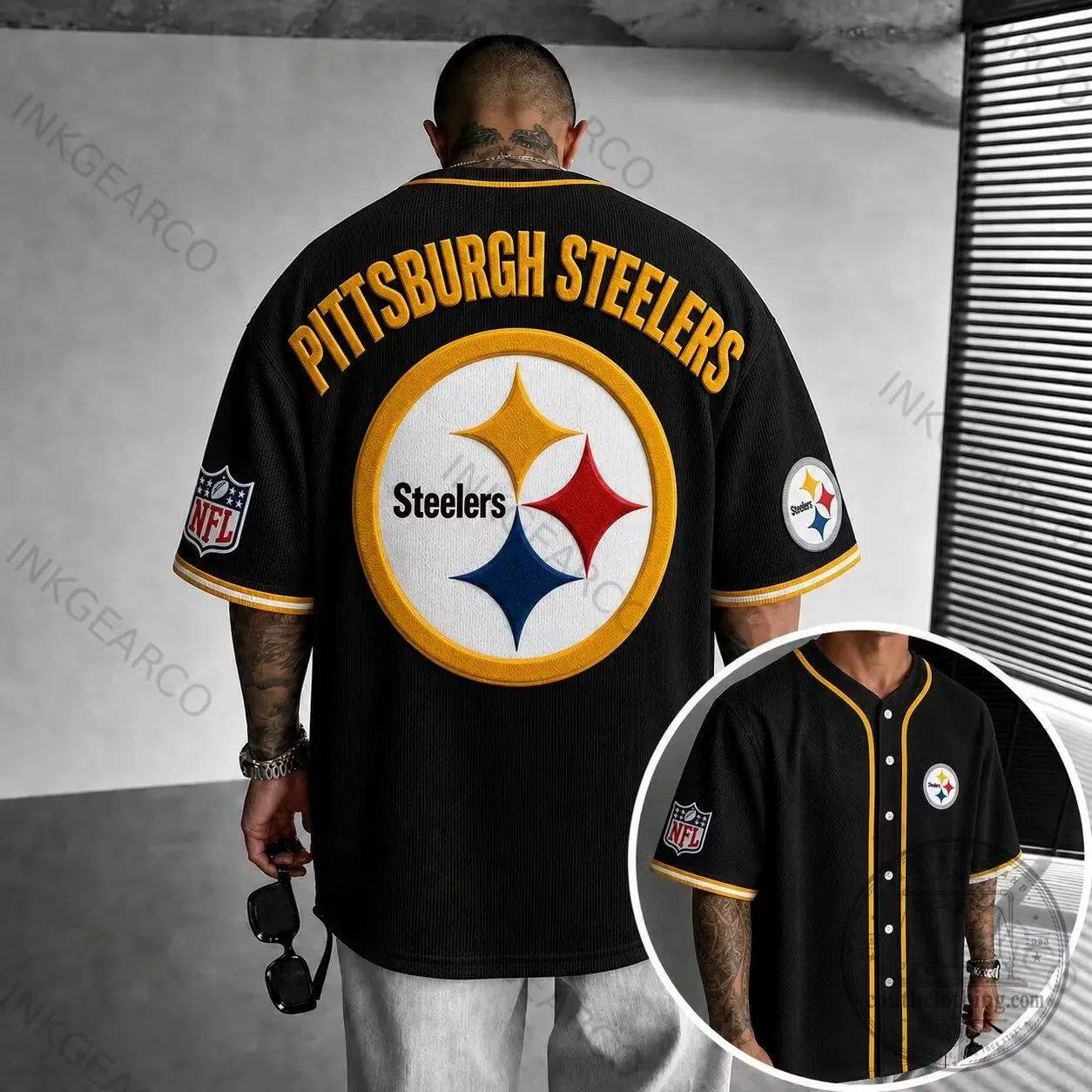 Pittsburgh Steelers NFL Baseball Button-Up Jersey