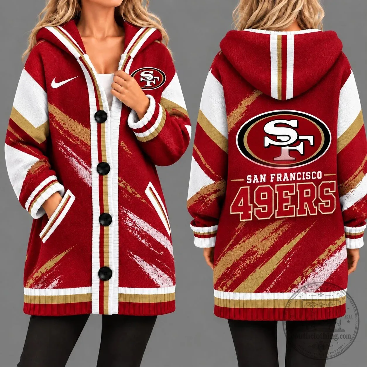 San Francisco 49ers NFL Team Pride Oversized Cardigan Jacket for Women