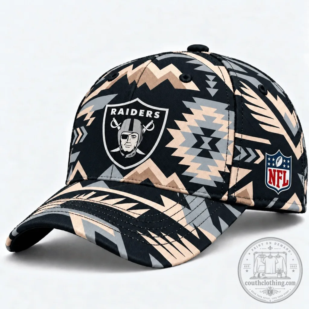 Las Vegas Raiders Aztec Print Baseball Cap Hat Las Vegas Raiders Aztec Print Baseball Cap Hat