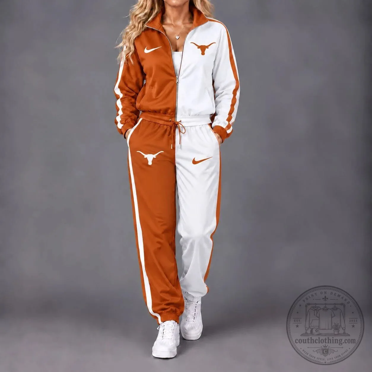 Texas Longhorns NCAA Split Color Block Nike Tracksuit Jacket and Pants Set