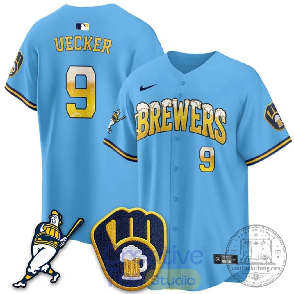 Milwaukee Brewers Baseball Beer Foam Design Bob Uecker Number 9 Baseball Jersey 8 Milwaukee Brewers Baseball Beer Foam Design Bob Uecker Number 9 Baseball Jersey
