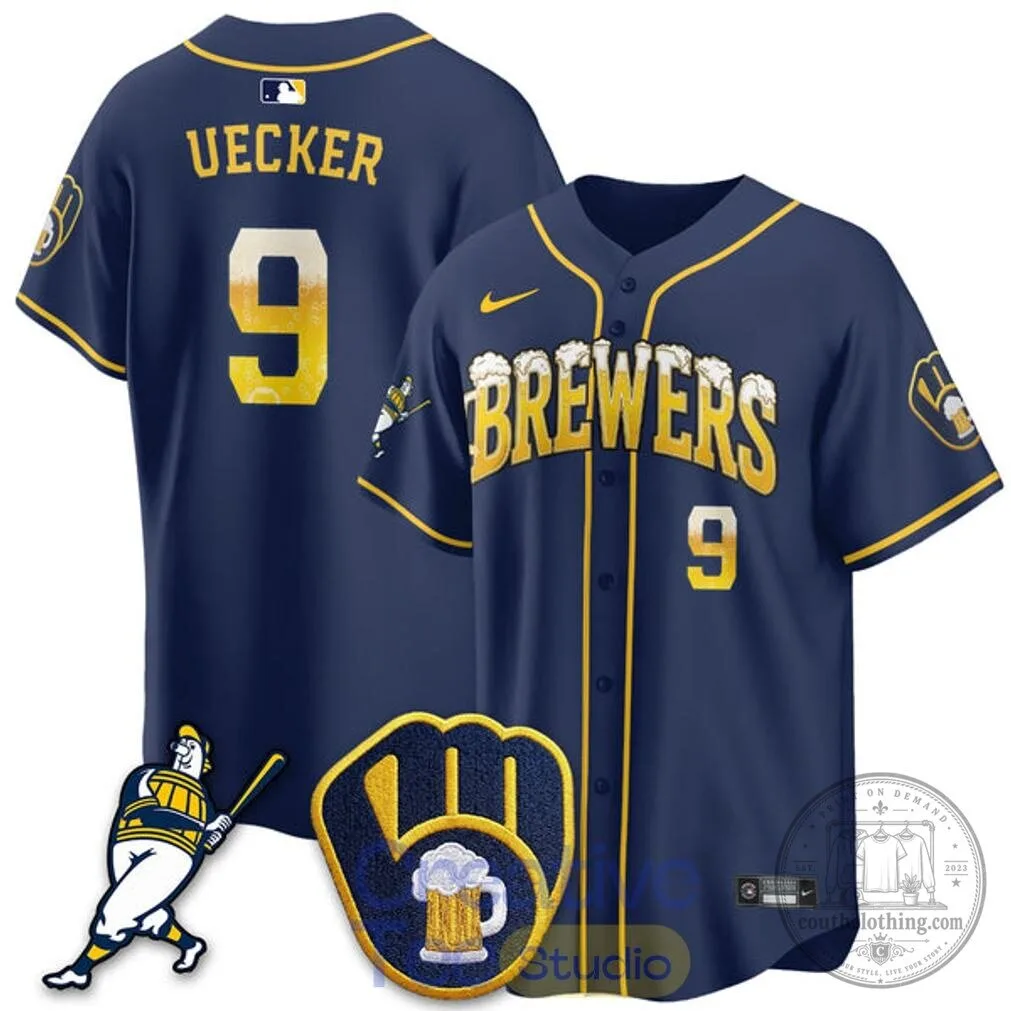 Milwaukee Brewers Baseball Beer Foam Design Bob Uecker Number 9 Baseball Jersey 10 Milwaukee Brewers Baseball Beer Foam Design Bob Uecker Number 9 Baseball Jersey