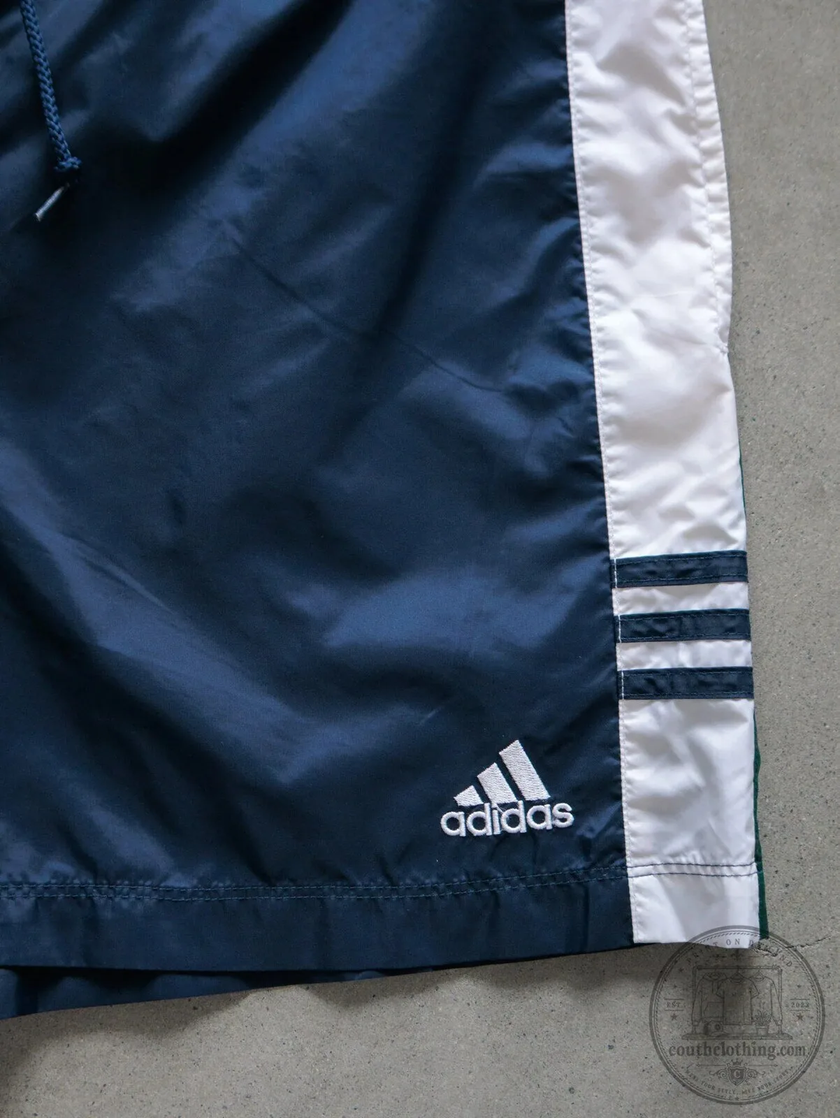 Vintage Adidas Navy Blue Athletic Shorts with White and Green Stripes 7 Vintage Adidas Navy Blue Athletic Shorts with White and Green Stripes