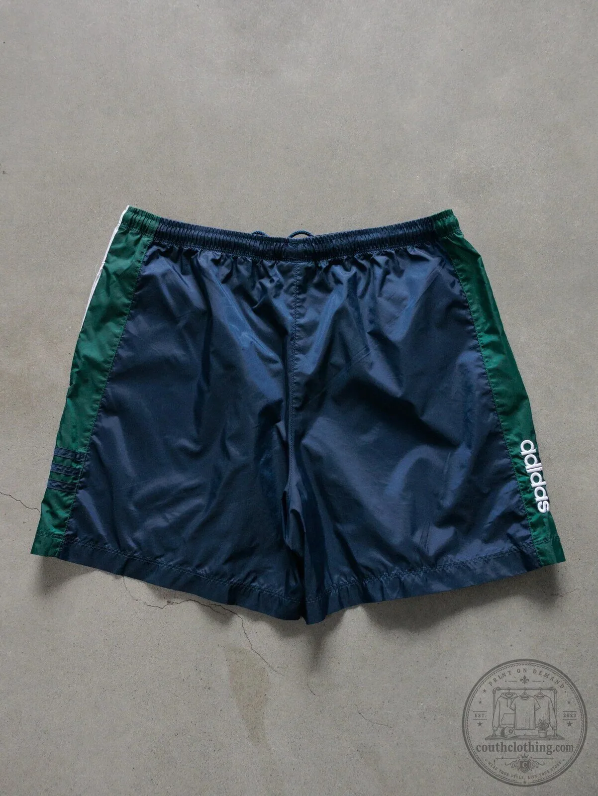 Vintage Adidas Navy Blue Athletic Shorts with White and Green Stripes 9 Vintage Adidas Navy Blue Athletic Shorts with White and Green Stripes
