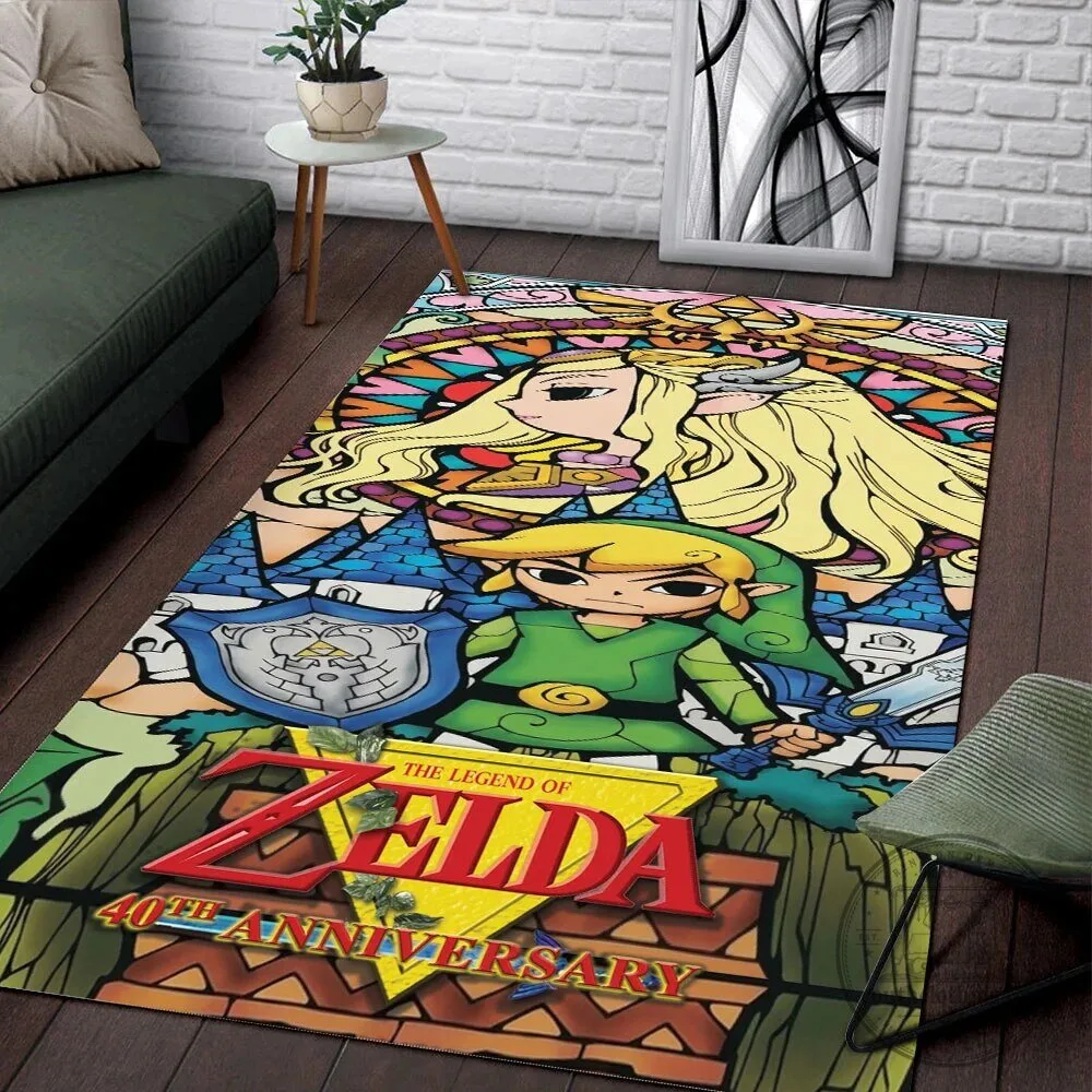The Legend of Zelda 40th Anniversary Stained Glass Design Area Rug