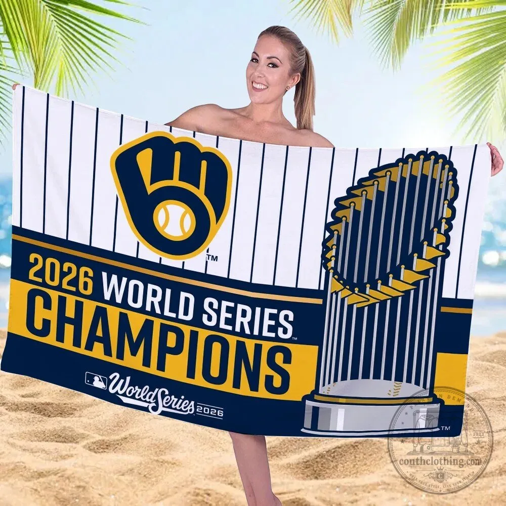 Baseball Beach Towel Celebrating the 2026 World Series Champions, Milwaukee Brewers