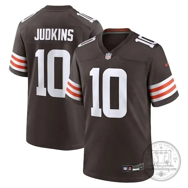 Cleveland Browns Quinshon Judkins Number 10 Game Football Jersey