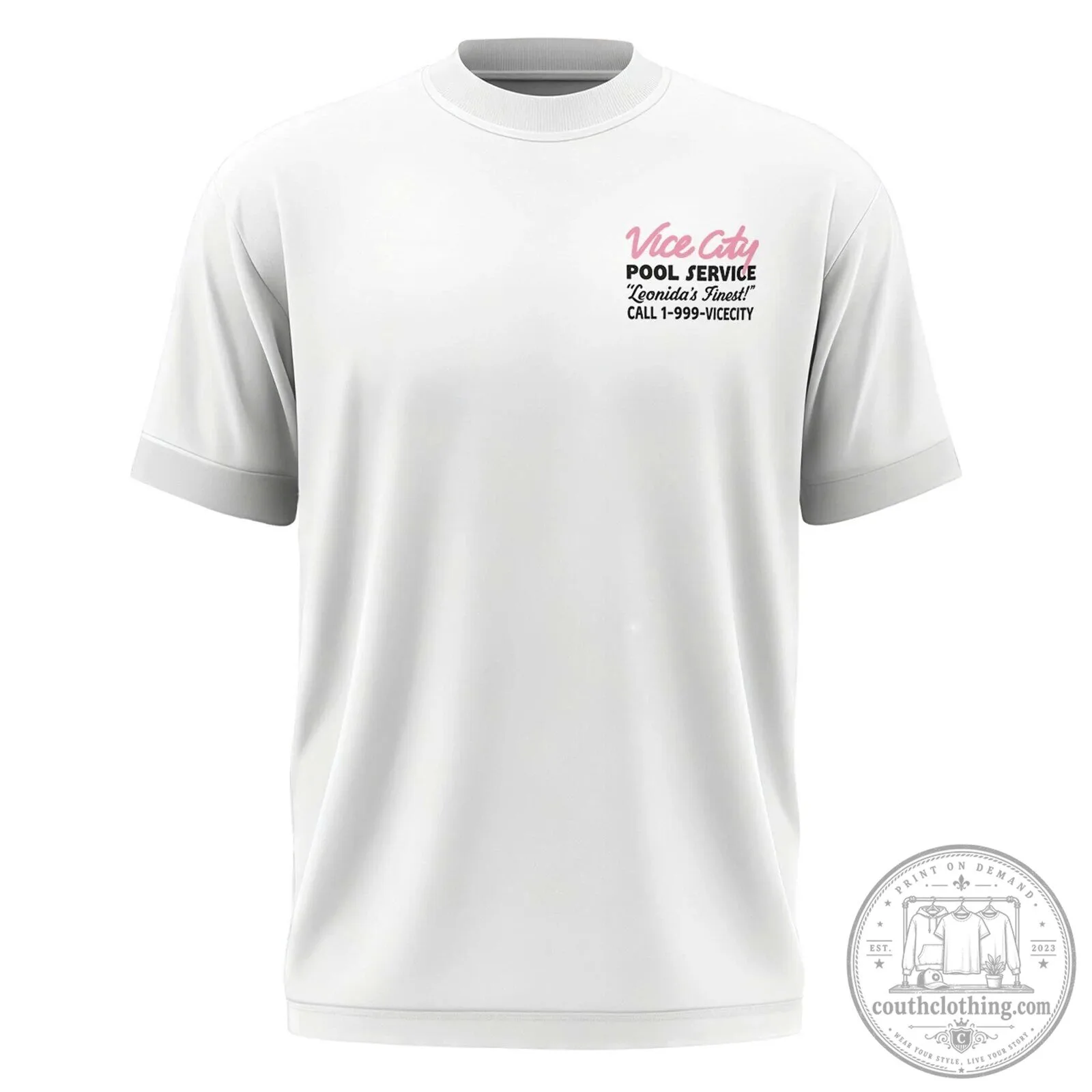 Vice City Pool Service Leonida's Finest Miami Heat White T-Shirt 6 Vice City Pool Service Leonida
